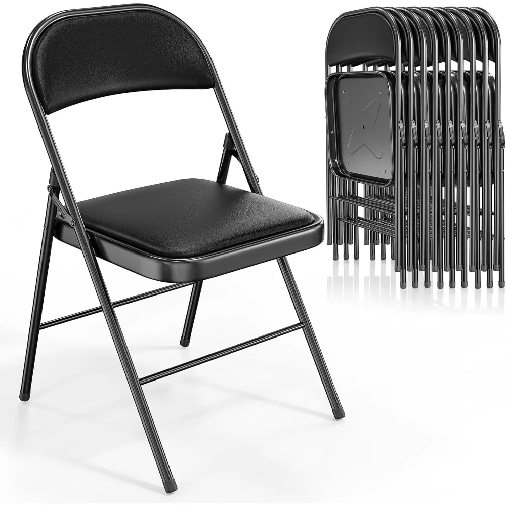 

4 Pack Folding Chairs with Padded Seats, Metal Frame with Pu Leather Seat & Back, Capacity 350 lbs
