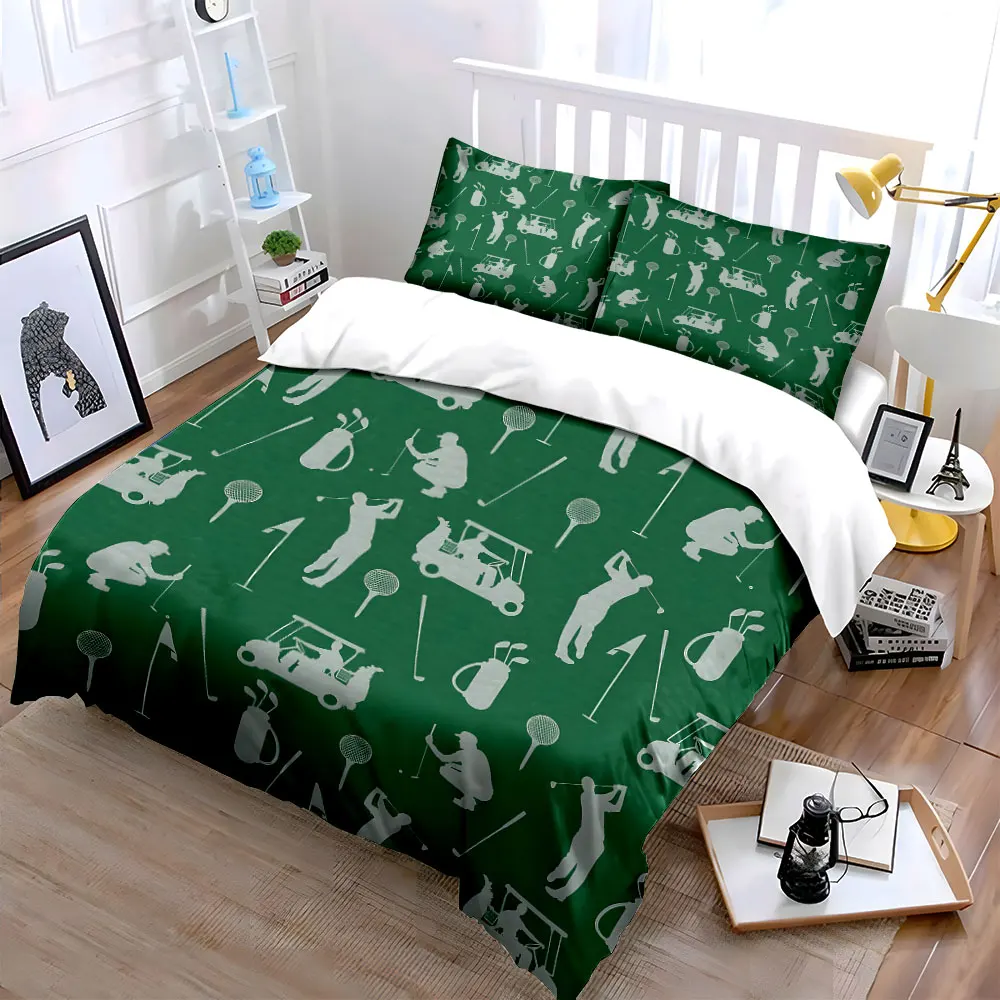 Golf-themed background pattern Print Soft Comfortable Duvet Cover Bedding Set Included 1*Duvet Cover 2*Pillowcases Luxury Gift