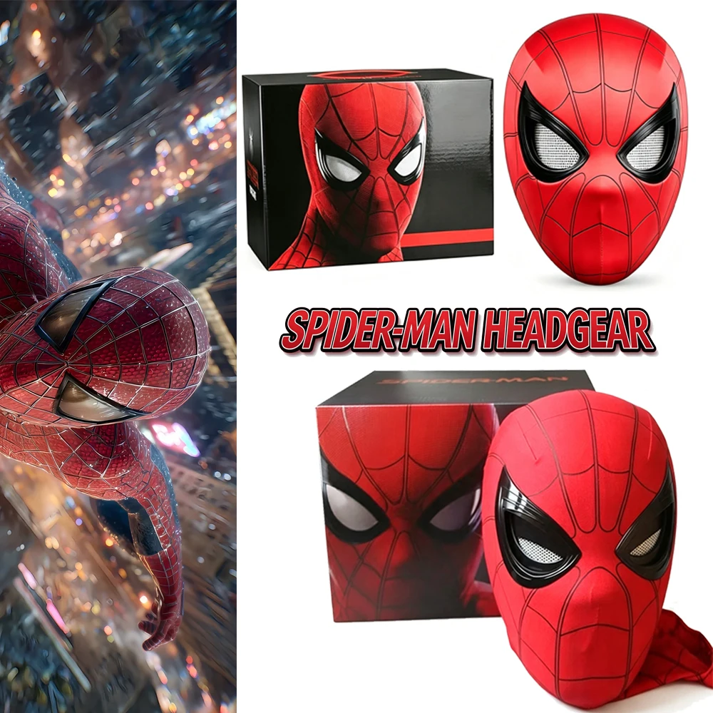 NEW 1:1 Superhero Spider-Man Headgear Halloween Cosplay costumes Props With Chin Operable Blink Eyes Control Spiderman mask Gift view 6