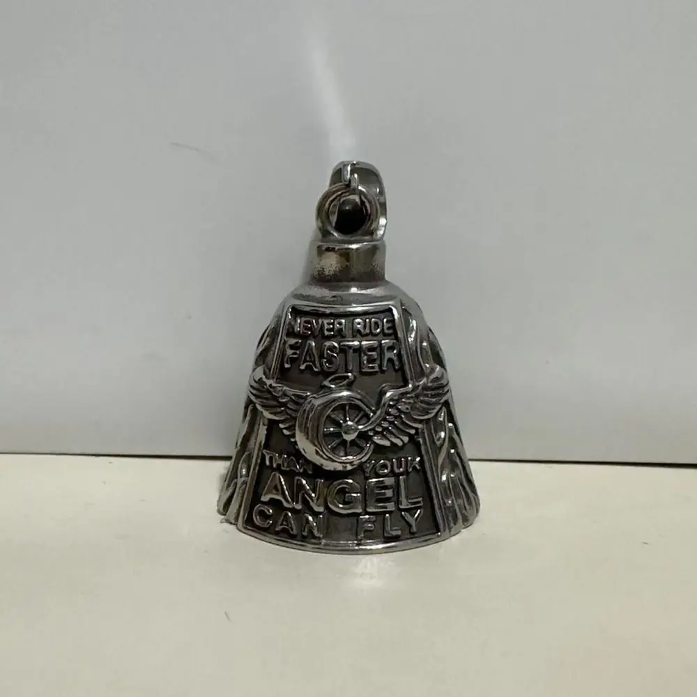 3D Design Motorcycle Guardian Bell Punk Style Wing Design Biker Good Luck Charm Alloy Retro Evil Spirit Trap Bell Daily Wear