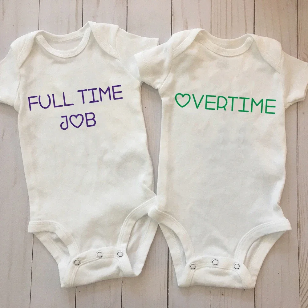 Twin Pregnancy Announcement Jumpsuit Gender Neutral Baby Bodysuit Twin Baby Shower Gift Twins Newborn Twin Gift