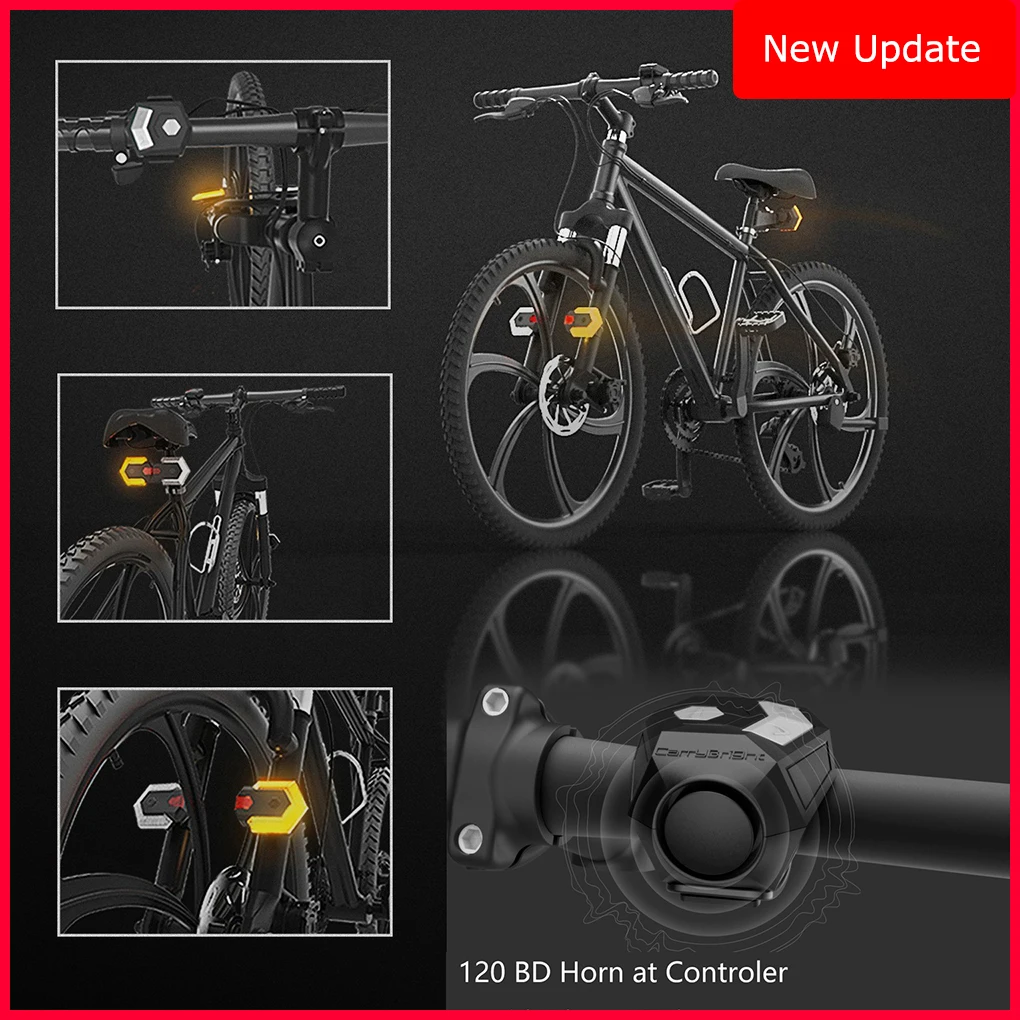 2023 Bicycle Turn Signal Light with Horn Waterproof Bike Front Rear Light Safety Warning Light Smart Wireless Remote Control