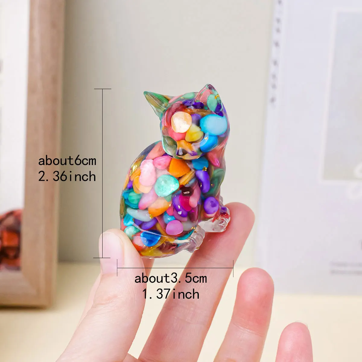 1PC Natural Crystal Stone Clovely Cat Statue Reiki Stone Figurine Amulet Fengshui Sculpture for Home Office Decoration
