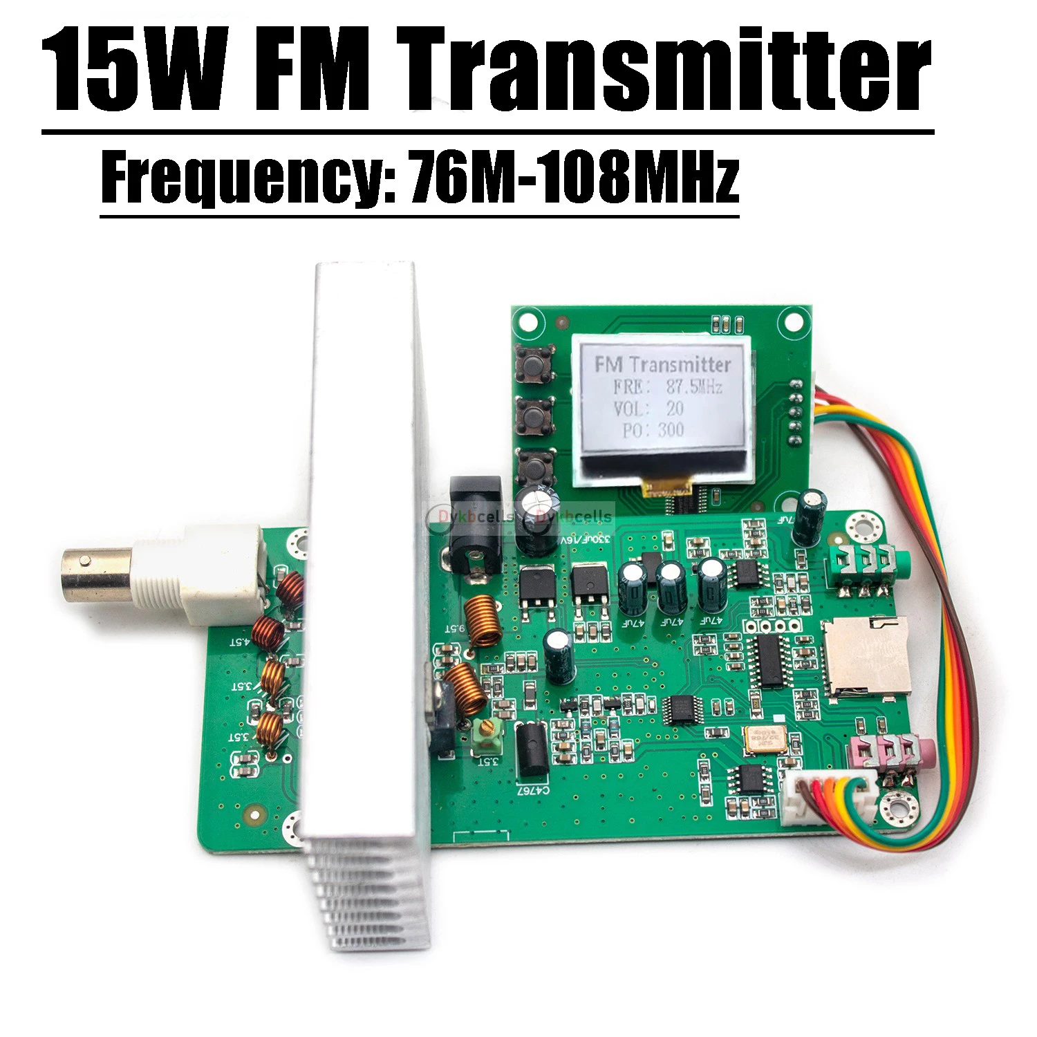 15W FM Transmitter PLL Stereo audio FM broadcast 76m-108MHz frequency Digital LCD display Radio Station Receiver HAM amplifier