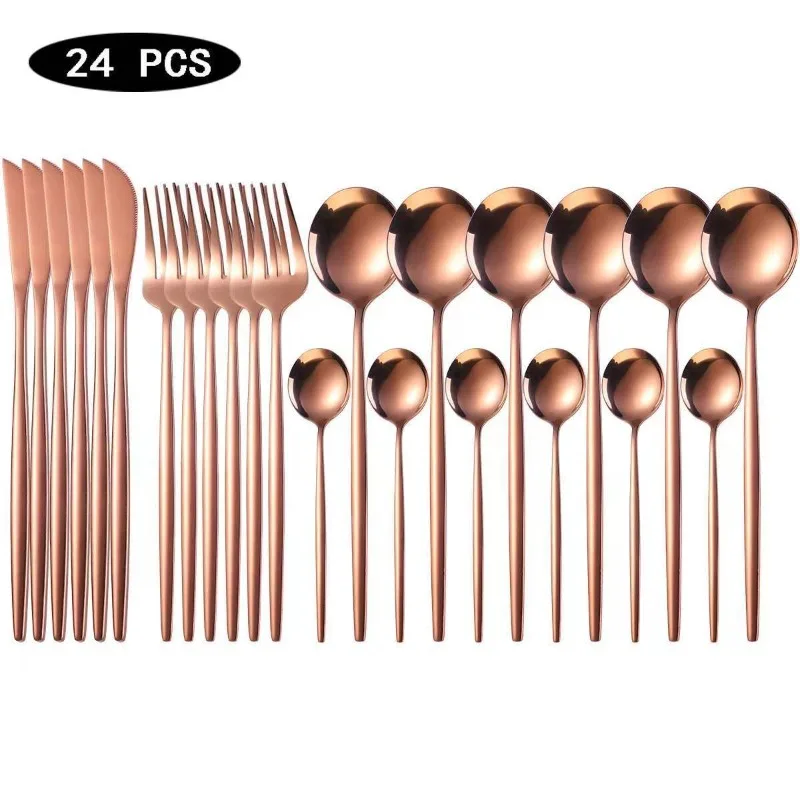 Wedding Hotel Wedding Supplies Hotel Home Luxury High Quality Golden Color Cutlery Gift Spoon Fork Knife Cutlery Travel Set