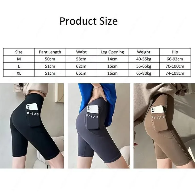 1 Piece 5 Inch Pocket Shark Skin Shorts for Women Summer Thin Outdoor Bike Riding Tummy Control Butt Lifting Barbie Leggings