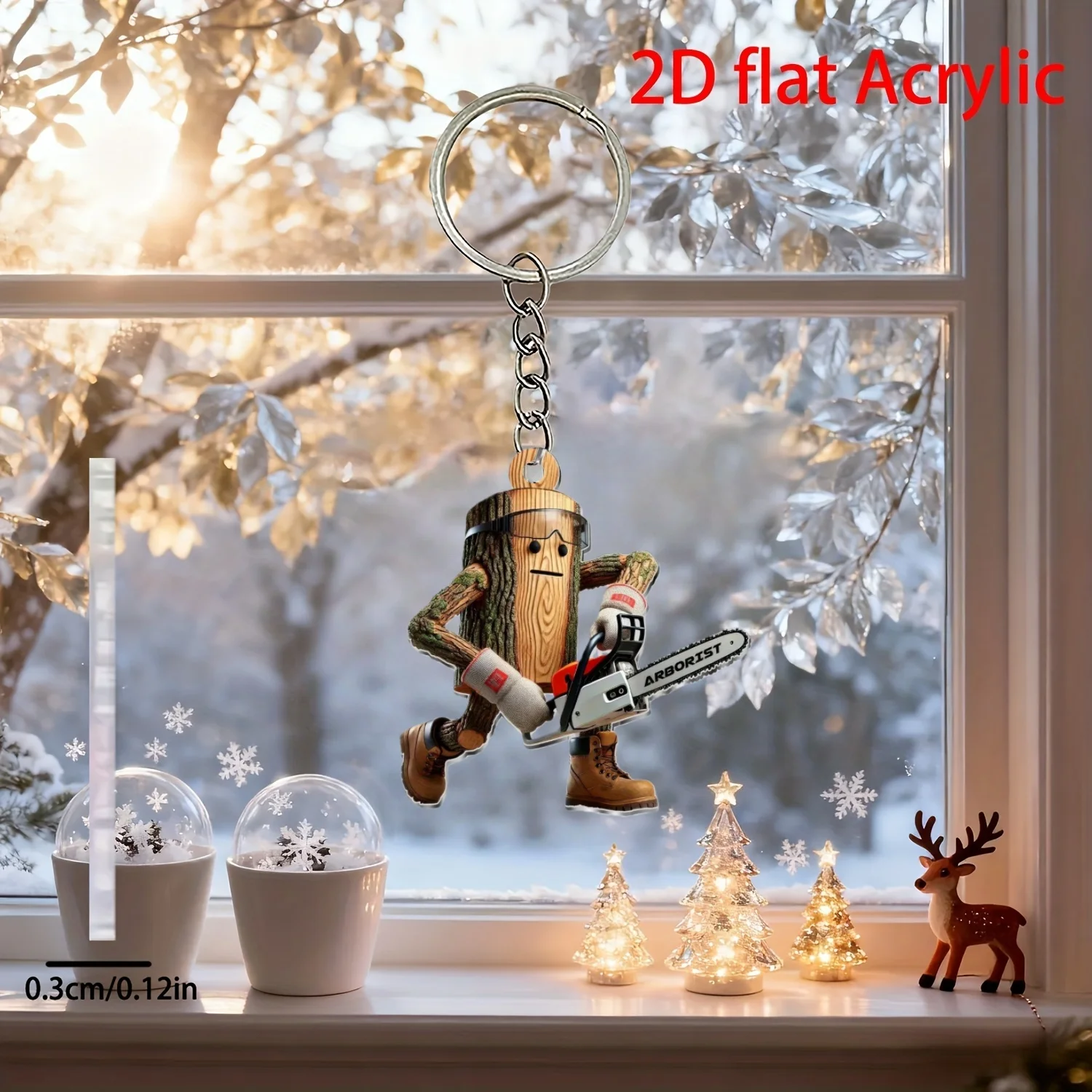 Diligent Sawyer Acryl-Schlüsselanhänger 2D Kettensägen-Autoanhänger Hängende Dekoration Festliche Accessoires Geburtstagsgeschenk Gadget Partyfavors