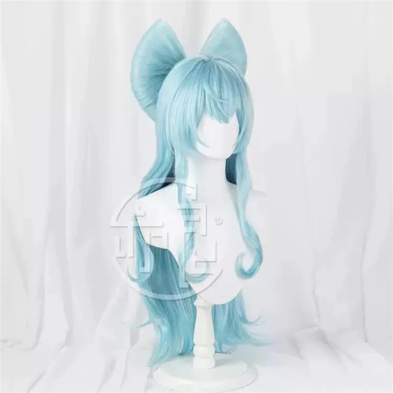 NewGenshin Impact Yumemizuki Mizuki Cosplay Wig Blue Cyan Bow Tie Long Hair Halloween Enchanting Dreams Women Girls Party2025
