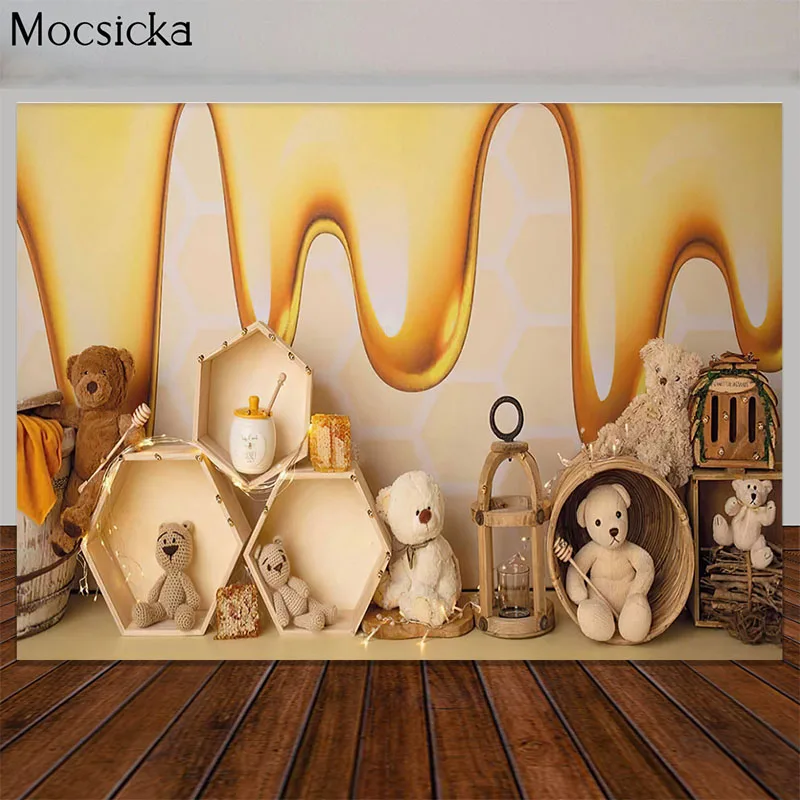 Fondo de fotografía de abejorro para primer cumpleaños, accesorios de fotografía de girasol, sesión de pastel, día de abeja de miel, Niña