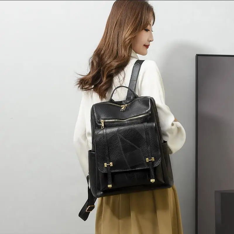 FOXER Brand Fashion Women's Travel Backpack Large Capacity Waterproof Shoulder Bag Casual Female Multi-layer Multifunctional Bag