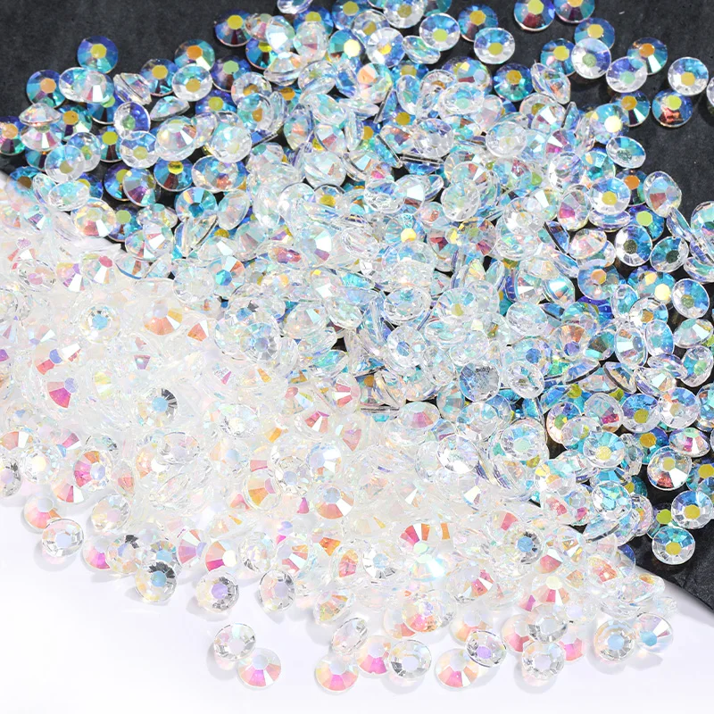 Clear Resin Crystals Flat Back Brilliant Round Rhinestones Bulk Bling Stones Glitter Gems Transparent Ab Strass No Hotfix 2-6mm