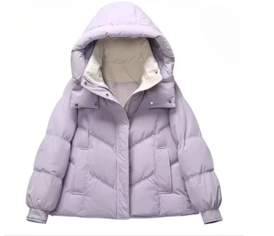 

2025New Winter Hooded Down Cotton-Padded Jacket Women's Loose All-Match Thicken Warm Parkas Short Coat Female Casual Ladies Tops