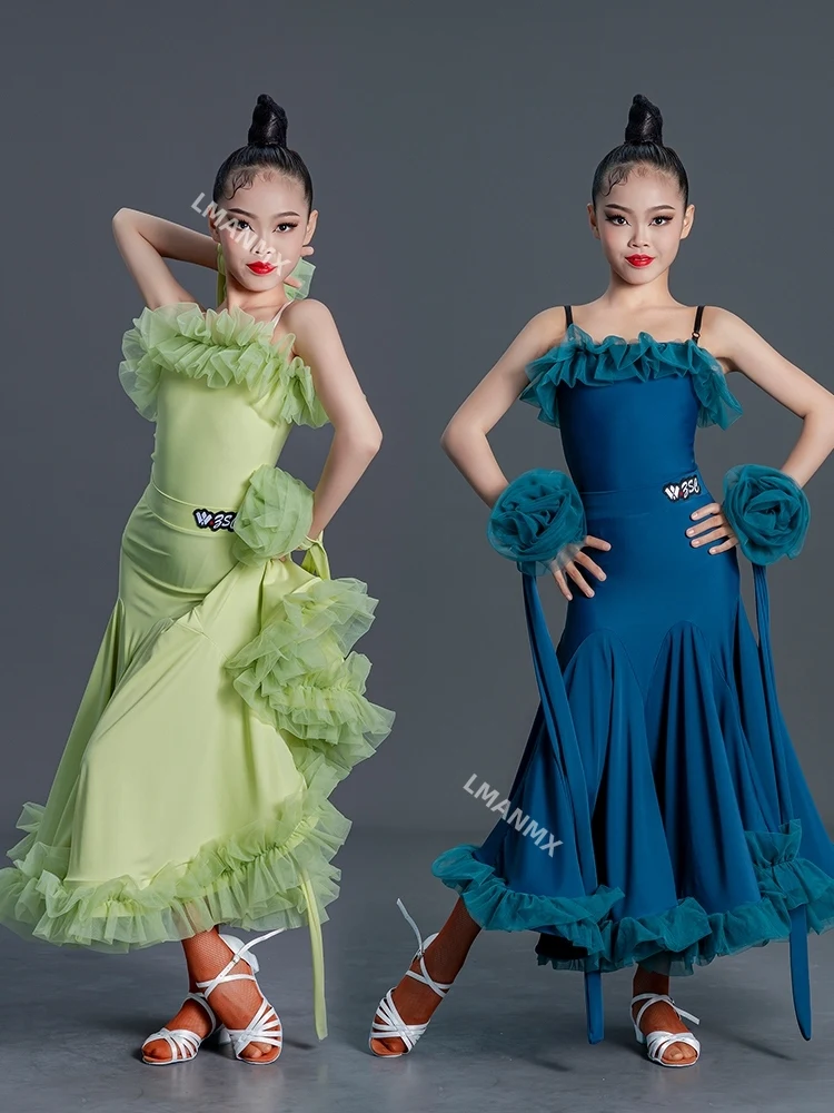 

Modern Dance Dress For Girls 2024 Children National Standard Dance Waltz Clothes Professional Ballroom Competition Dress