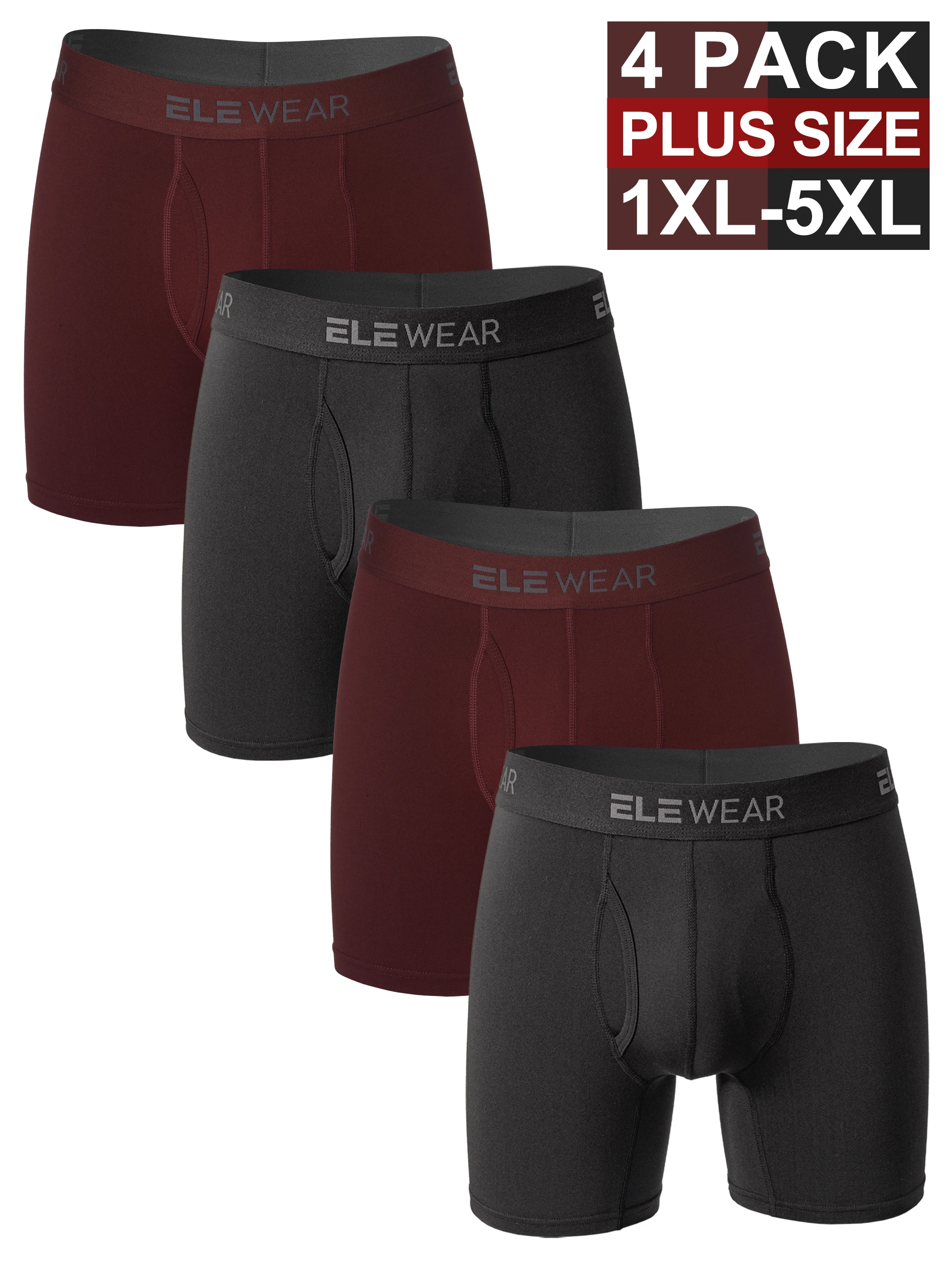 

4 Pack Men Underwear With Opening Breathable Mens Boxershorts Men's Panties Underpants Plus Size 1XL-5XL Moisture Wicking