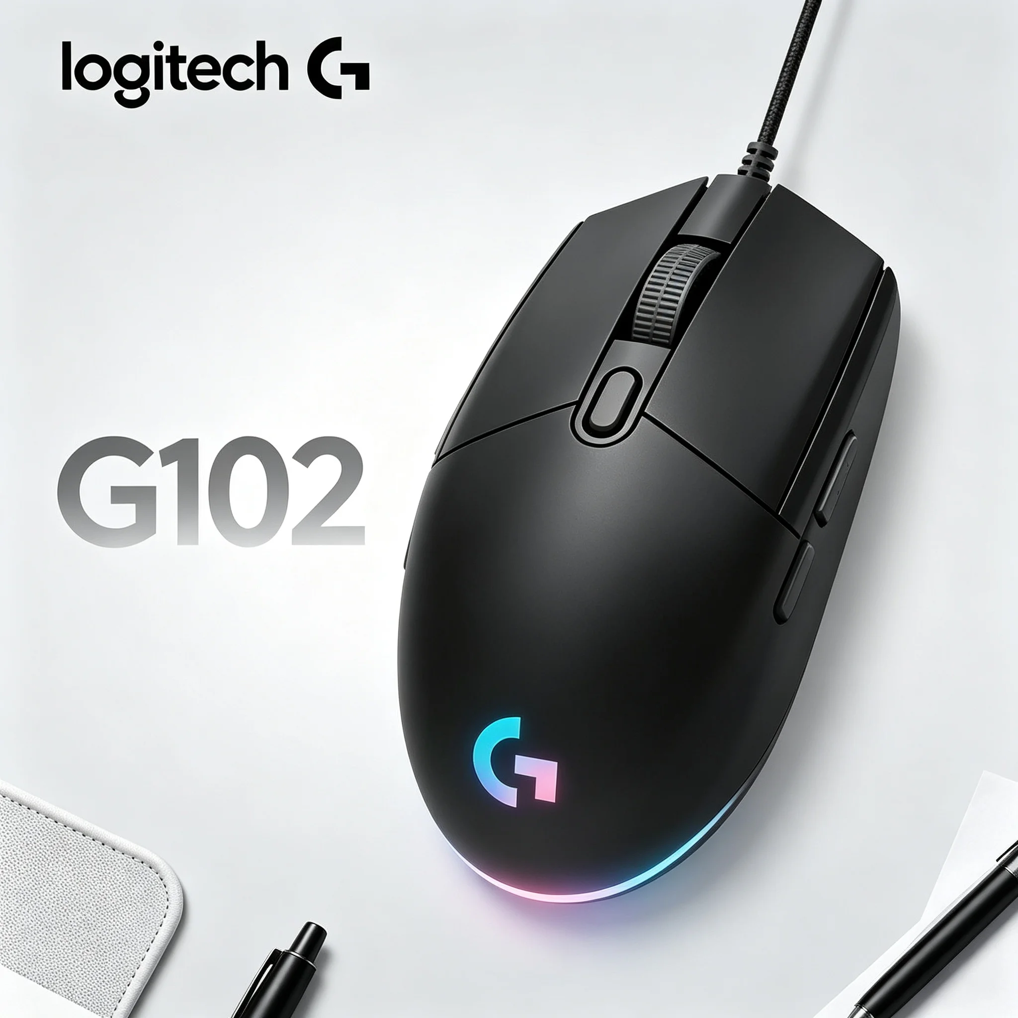Logitech G102 RGB USB Wired Ergonomic Mouse Reliable Optical Sensor For CS2 PUBG Shooting Game And Business Office Work
