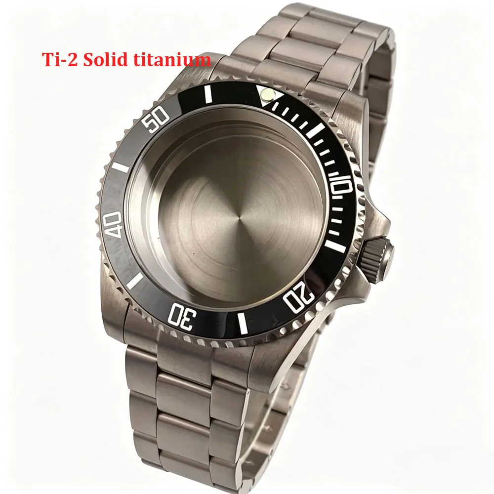 New 40mm Titanium Watch Case+Strap for SUB Style Sapphire Glass for NH35 NH36 ETA 2824 PT5000 Miyota 8215 20ATM Watch Parts