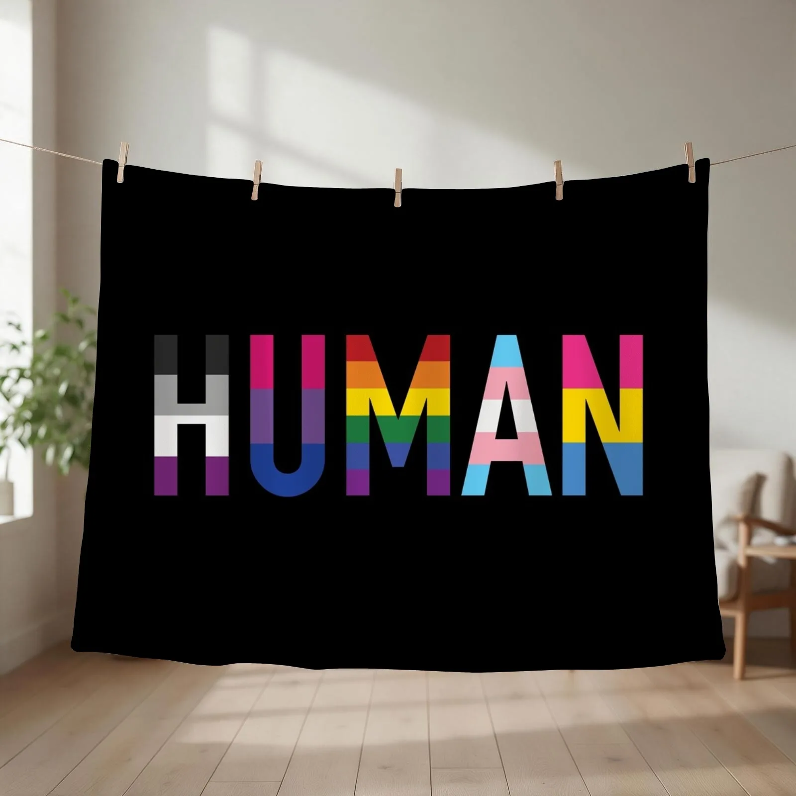 Human, Various Queer Flags 1 Throw Blanket couch cozy soft plush fuzzy picnic outdoor blanket