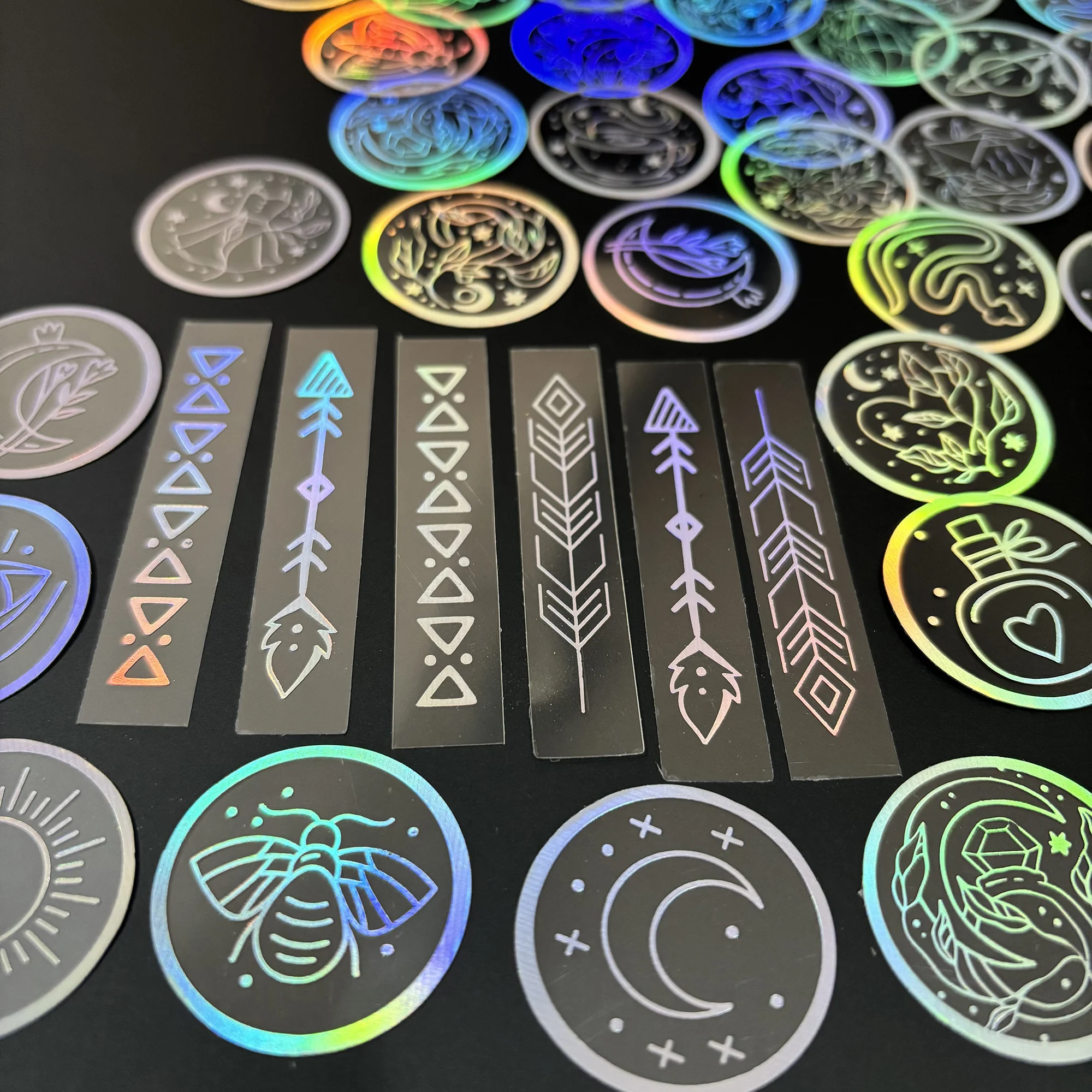 70 PCS Transparent PET Stickers with Holographic Silver Designs – Perfect for DIY, Bujo, Phone Cases, Windows & More