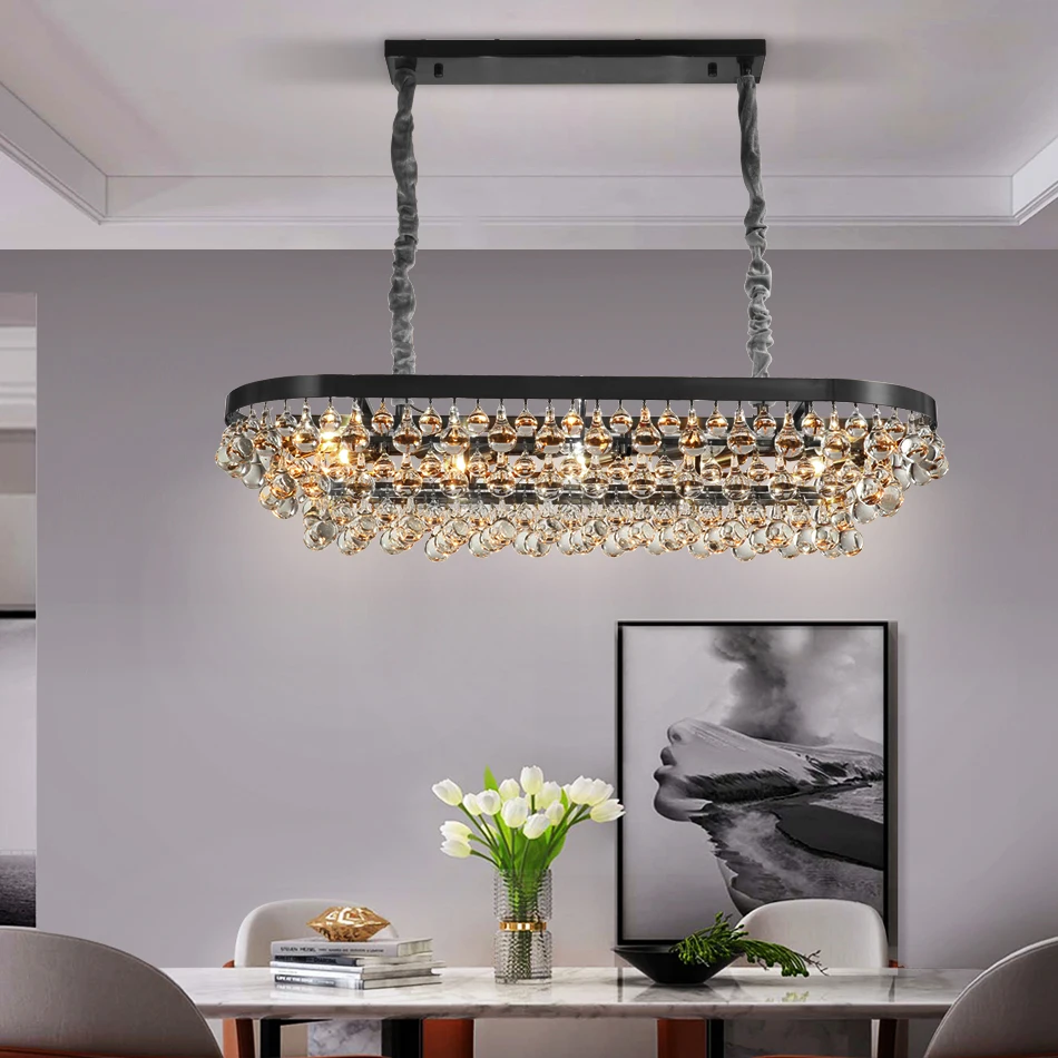 

Luxury Crystal Chandelier For Dining Living Room Modern Water Droplet Design Lamp Led Creative Lighting Fixture Home Decor Light