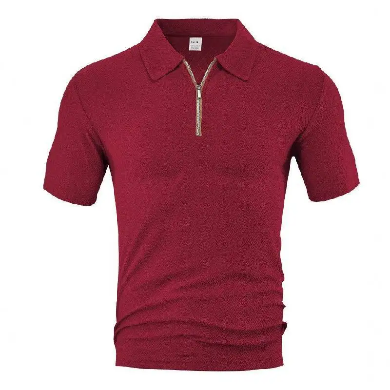 Summer New Casual Loose Towel Jacquard Zipper Placket Men's Short-sleeved Polo Shirt Cw09969