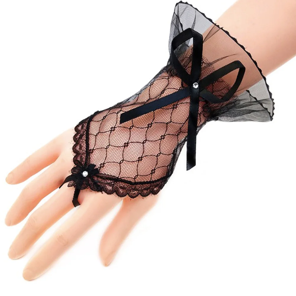 

4Pairs Bridal Gloves Lace Fingerless Wedding Dress Gloves for Wedding Party Dance Prom Supplies Red White Black Beige