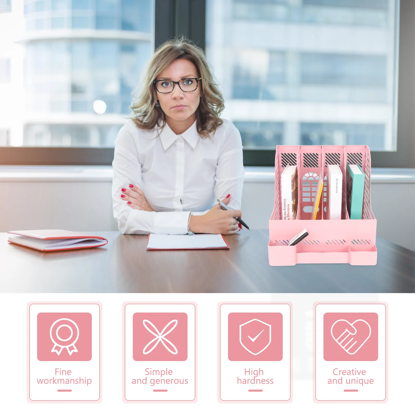Aktenbox für den Schreibtisch, Zeitschriftenhalter, Organizer, Aufbewahrungsbehälter, Papier für Zuhause, Zubehör, Tischplatte