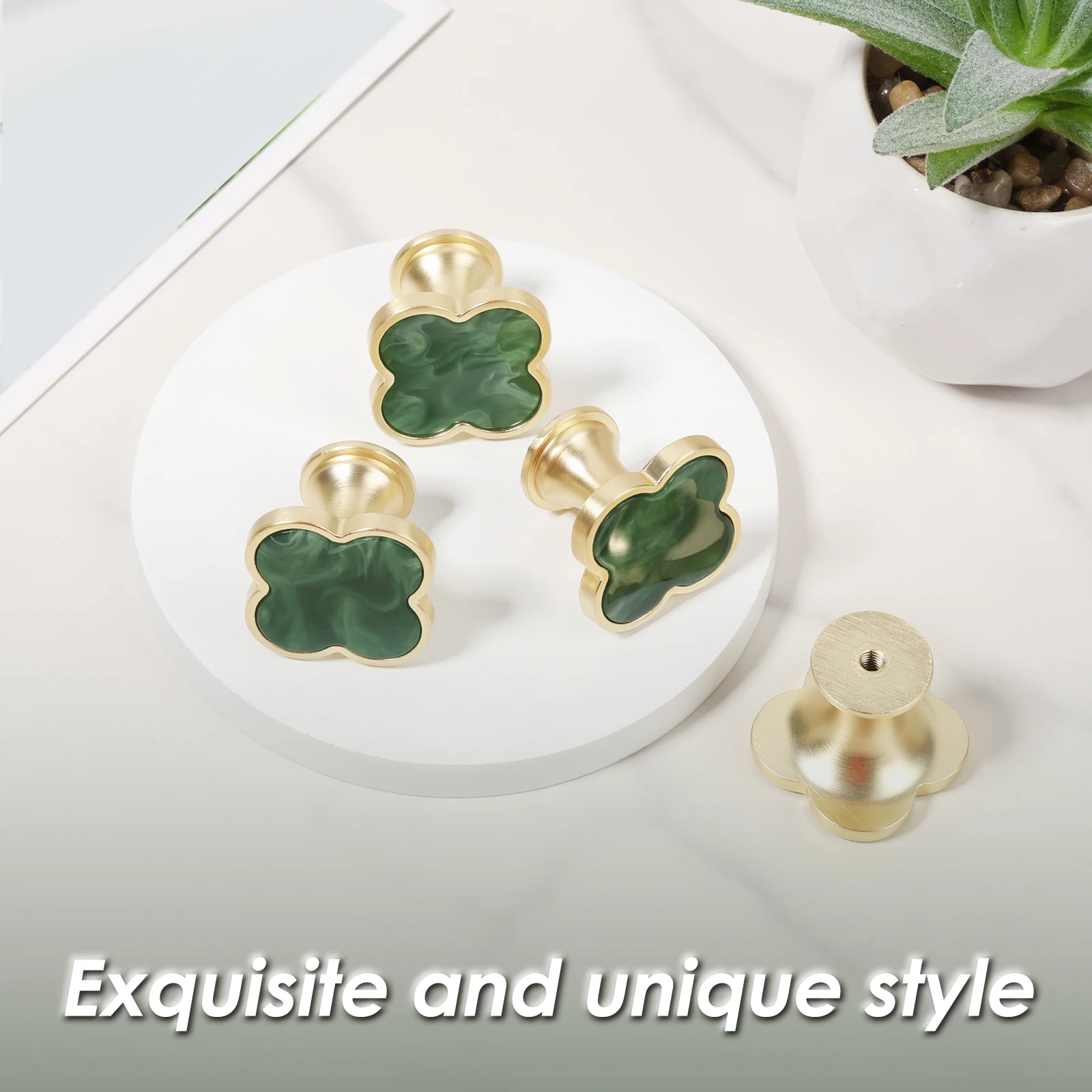 4pcs Golden Leaf Clover Cabine - Furniture Hardware Vintage ulasan dan harga