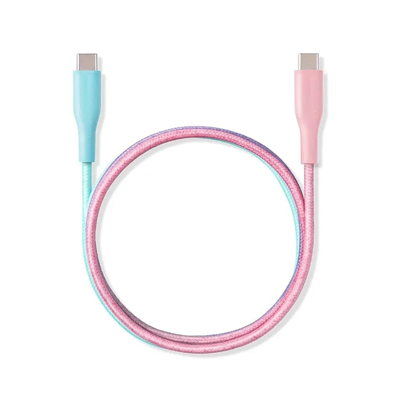 Bloqueo de color creativo Cable de alimentación de datos tejido degradado de 1m Cable de carga de iPhone tipo C