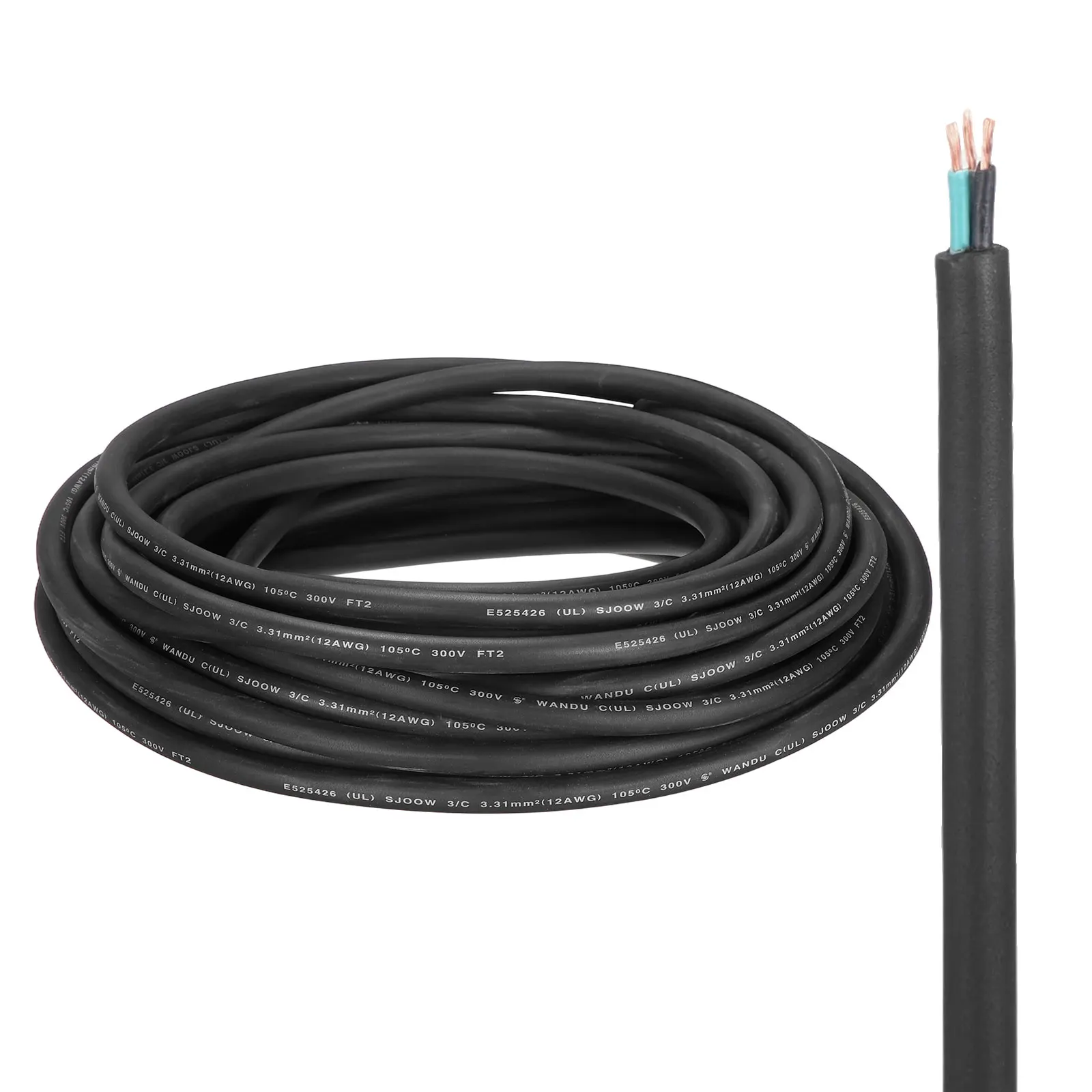 1Pcs SJOOW 12/14 Gauge 2/3 Conductor Electrical Wire 10-100ft 12/14 AWG Automotive Wire Power Cable 300V Flexible Extension Cord 6