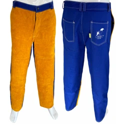 Fire Proof Welding Trousers Pants Split Cow Leather FR Cotton Welding Clothing Flame Retardant Welding Coverall