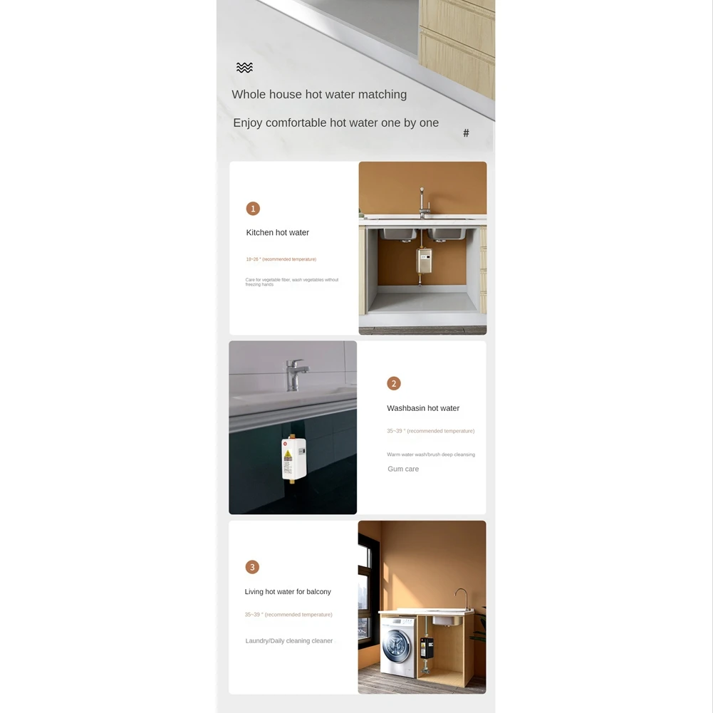 

AEE8-3800W Electric Water Heater Instantaneous Tankless Instant Hot Water Heater Shower Flow Water Boiler 220V