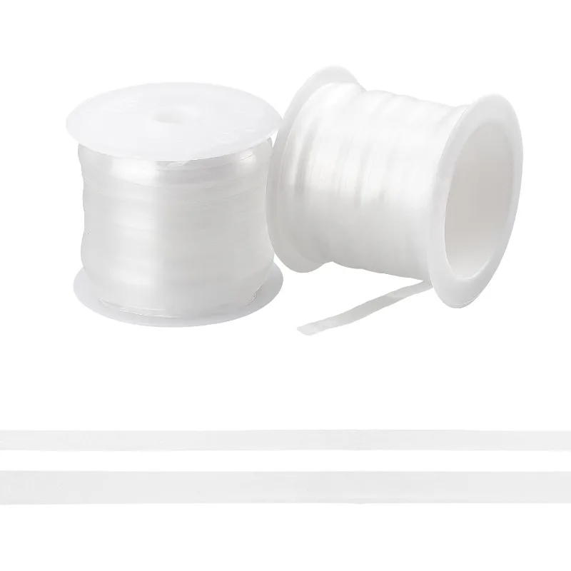 

2 Rolls Frosted Clear Elastic Strap 6mm/10mm Total Plastic Stretchable Adjustable Cord for DIY Shoulder Bra Clothes Sewing