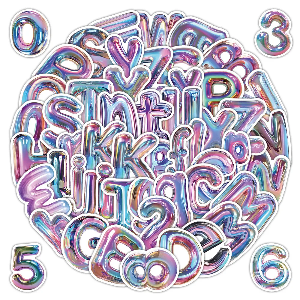 63 Pcs 3D Shiny Alphabet & Number Stickers - Vibrant DIY Decals for Laptop, Luggage & Craft Decoration Anime Worlds Store