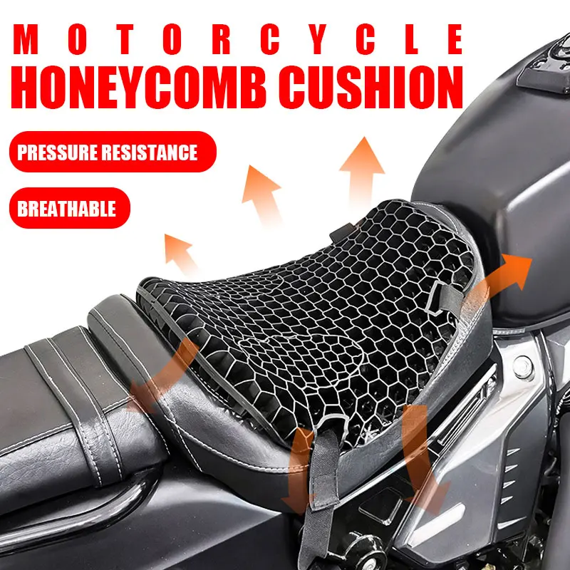 Cuscino del sedile in Gel a nido d'ape per moto 3D Comfort traspirante Summer Cool Seat Cover sollievo dalla pressione cuscino del sedile antiscivolo