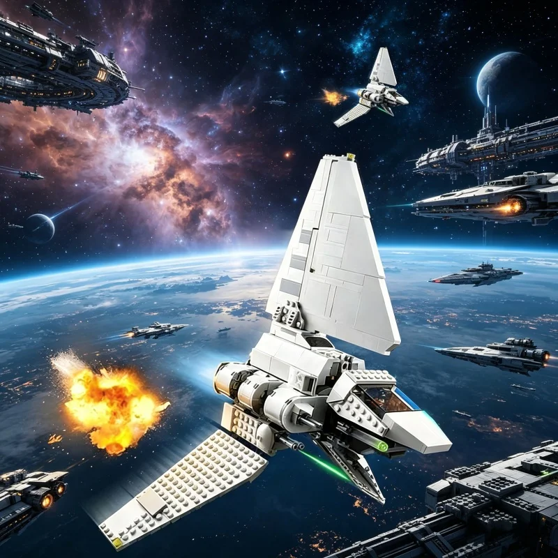

729 деталей MOC: Конструктор «Имперский шаттл класса Ламбда» — модель звездолета, строительные блоки, DIY, креативная идея, рождественский подарок, кирпичики