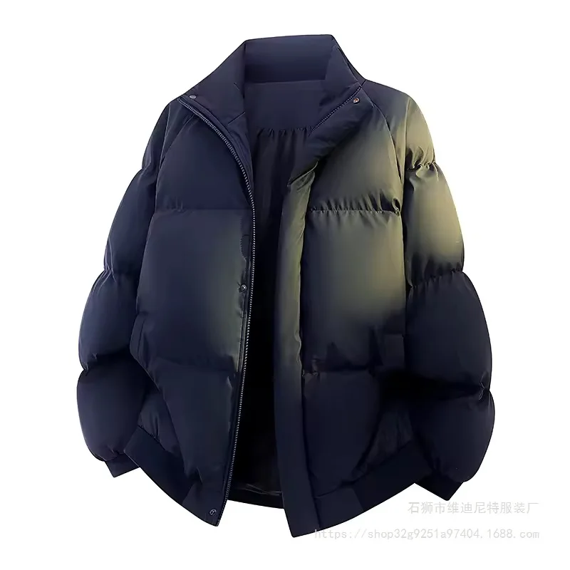 

Autumn and Winter New Style Cotton Coat Solid Color Stand-up Collar PU Leather Cotton Coat, Loose and Casual Cotton Jacket