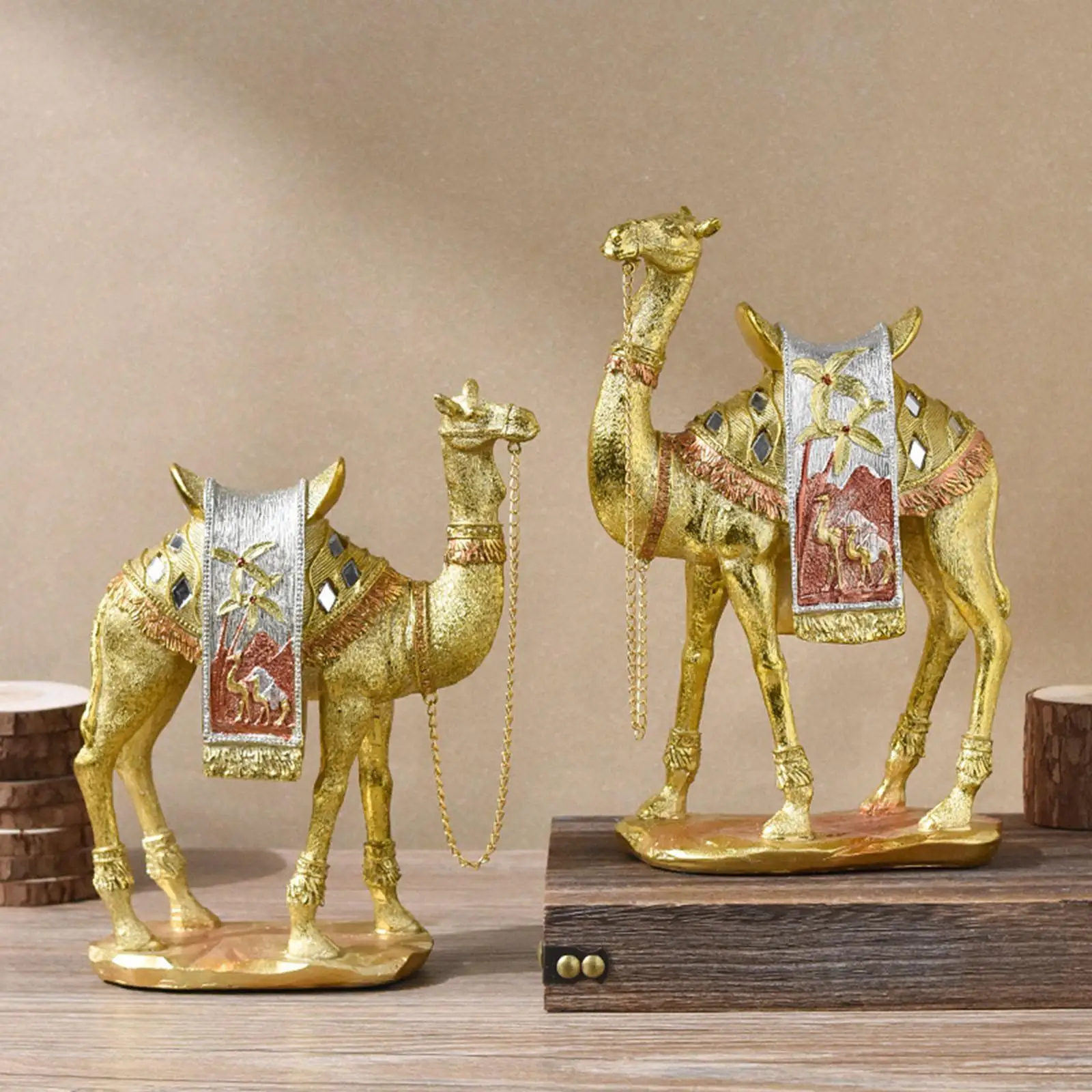 Luxury Camel Statue, Resin Sculpture Middle Eastern Ornament Animal Figurine for Living Room Indoor Entrance Office