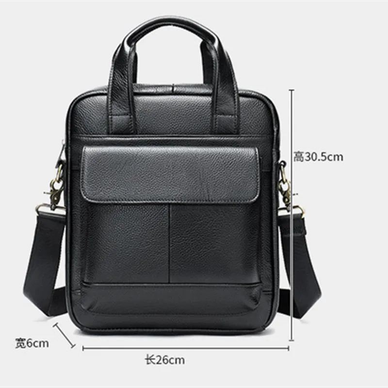 New Fashion Vertical Men\'s Shoulder Bag Genuine Cow Leather Hand Briefcase Cowhide Handbag Business Bags