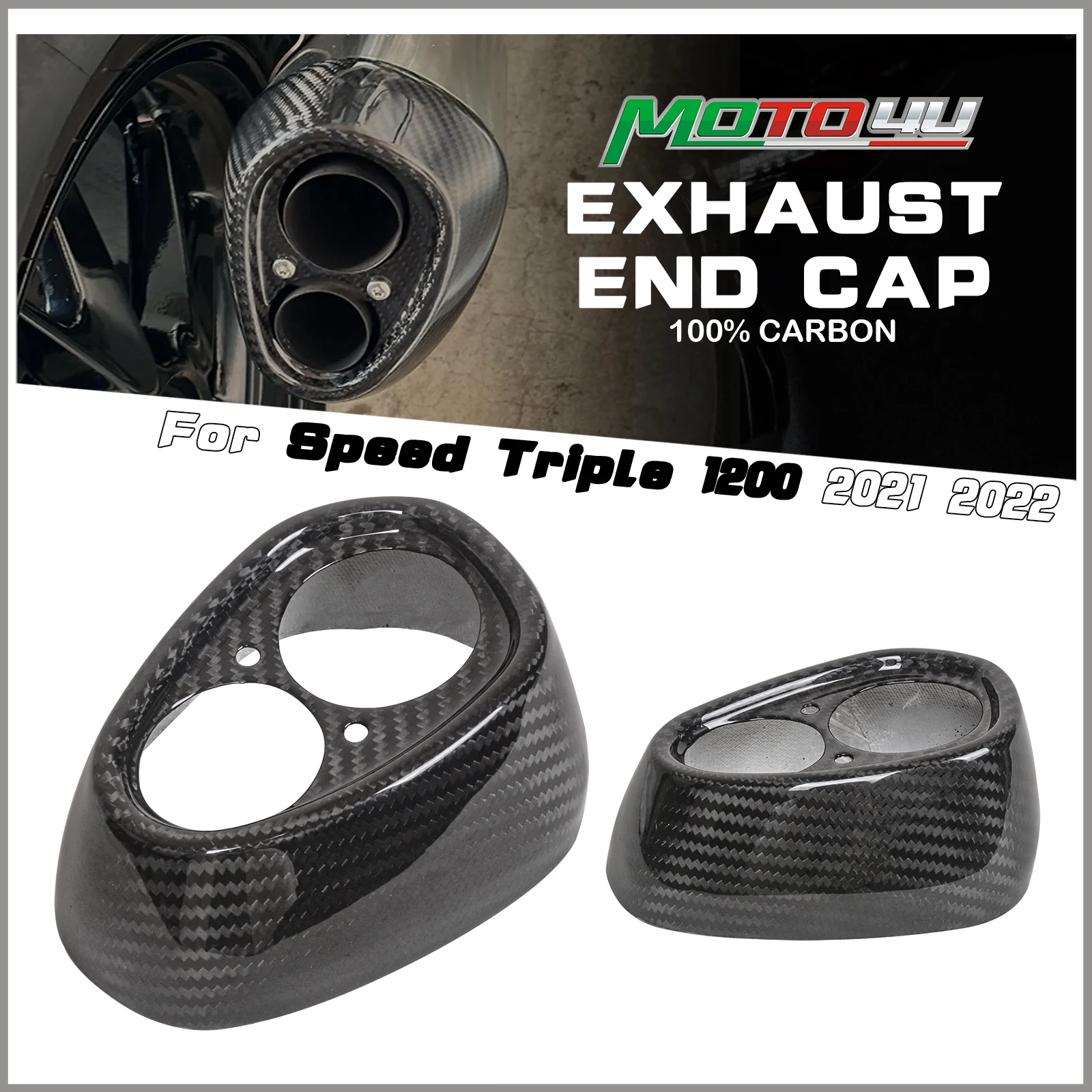 

For Triumph Speed Triple 1200 2021 2022 Carbon Fiber Exhaust End Cap Fairing Twill Motorcycle Exhaust Pipe Decorative Cover