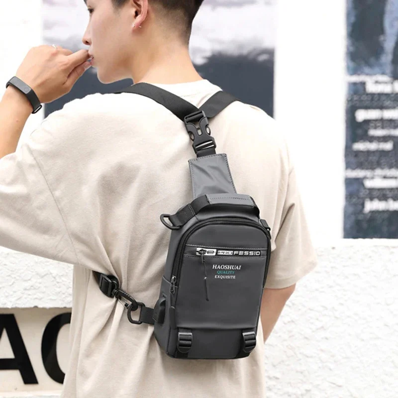 Nylon Backpack Rucksack Bags for Men USB Charging Port Male Military Cross Body Messenger Chest Pack Bag Sling Daypack