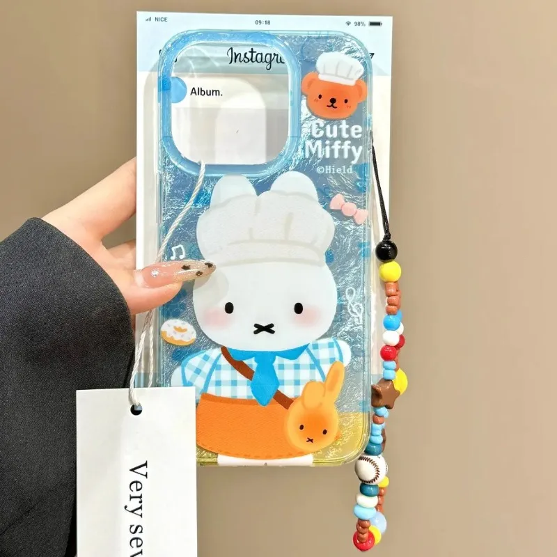 Nuova custodia per telefono Kawaii Miffy simpatico cartone animato Chef Apple opaca Custodia morbida all-inclusive adatta per IPhone 16 15 14 13 12 11x Pro Max