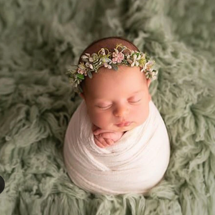 Sunshine Newborn Photography Props Baby Headband Flower Plastic Flower Garland Headband Full Moon Hundred-day Baby Headdress