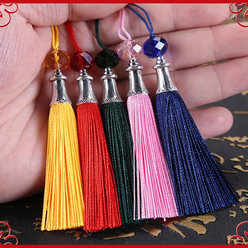 5Pcs Tassels Crystal Bead Tassels Craft Tassels Fan Tassels for Jewelry Making Pendant Handmade DIY Accessories