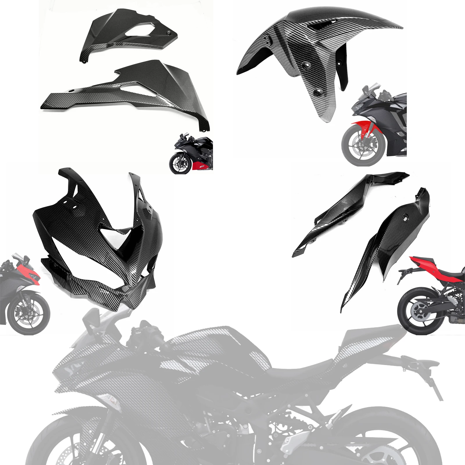 

Carbon Fiber Pattern Front Complete Bodywork Fender Fairing Cowls for kawasaki zx 25R zx25r 2020 - 2022