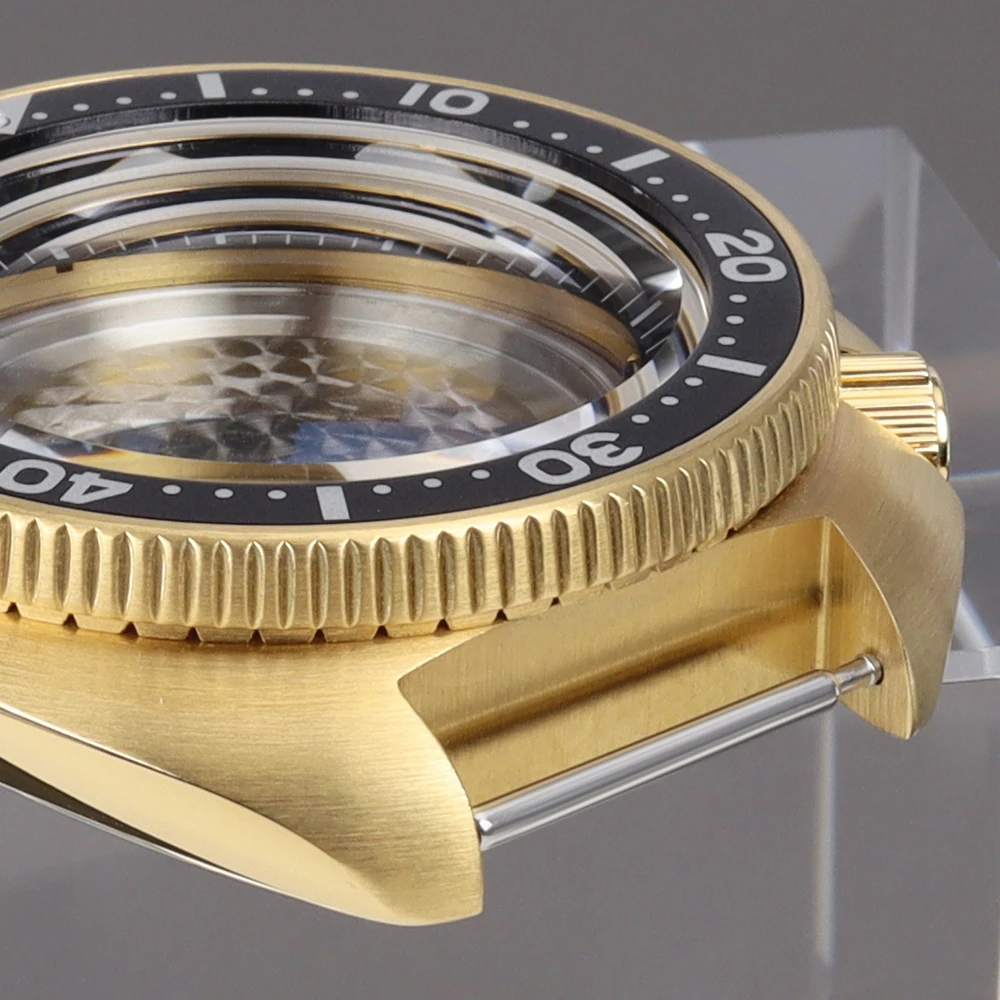 44mm Gold PVD Uhrengehäuse Saphirglas Aluminiumlünette für NH35 NH36 4R35 Uhrwerk Mod SKX 6309 6105 Turtle Gehäuse bei 4.1 Uhr – Detail 7