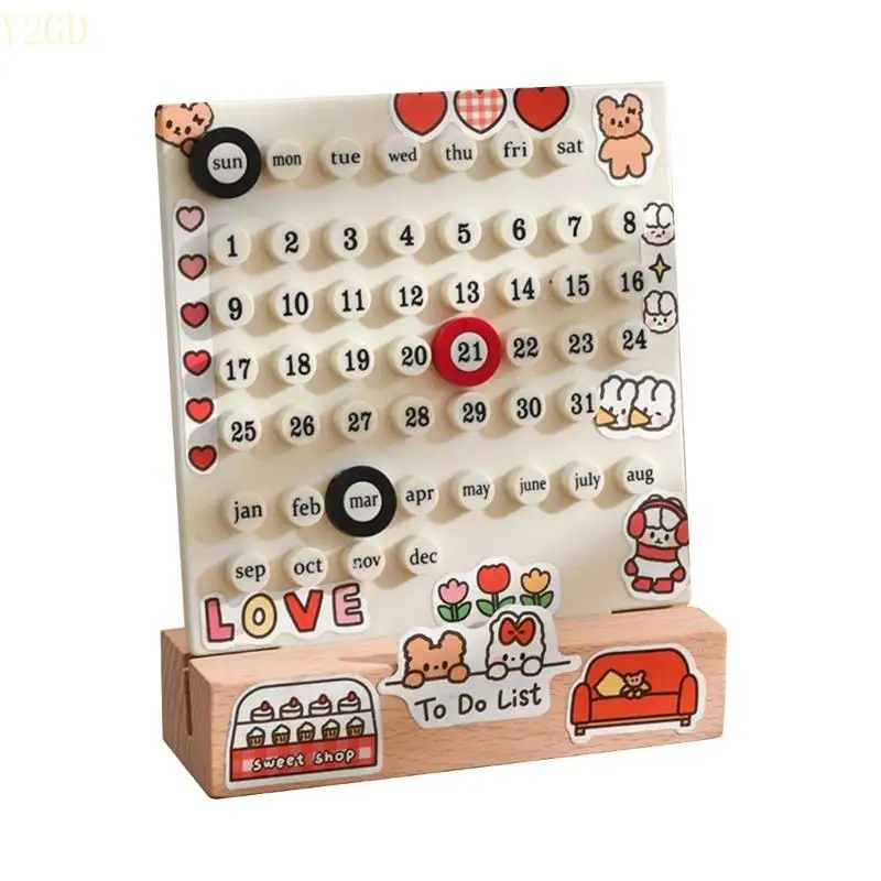Y2GD DIY Rings Desk Kalender Desktop Dekorationen Acryldatum Rekordgeschenke Home Decorations Office School
