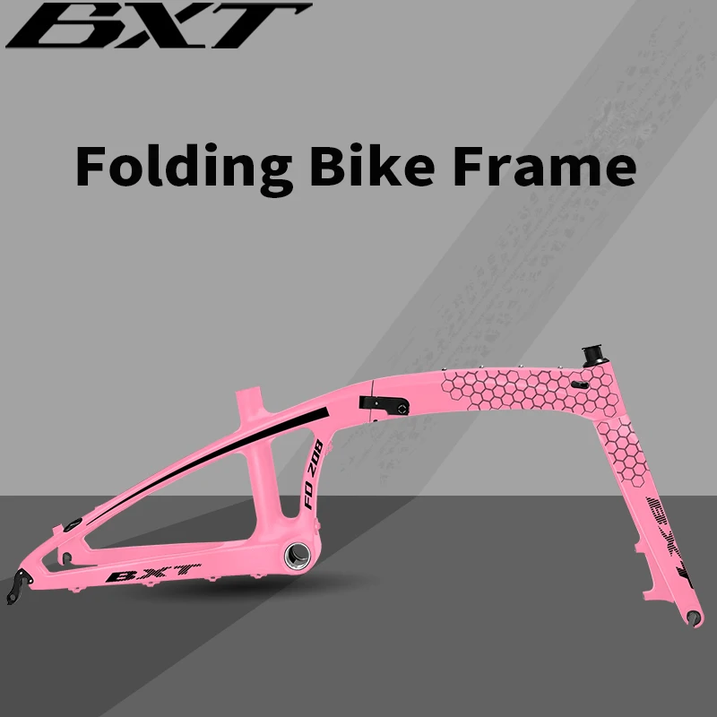 Carbon Folding Bike Frame Fork, Folding Bike Frame, 20er Disc Brake, Can Use MTB 406 or Road 451 Tires, Lightweight 20in