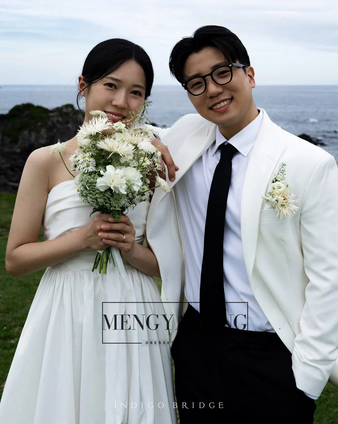 ZHUISHU 심플한 한국 웨딩드레스 야외 촬영 맞춤형 A라인 스트랩리스 우아한 신부 드레스 셀프 웨딩드레스