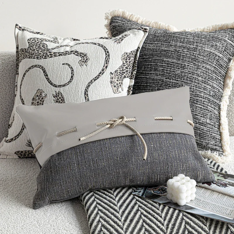 30X50/45X45/50X50CM Grey Coffee Throw Pillow Cover Modern Light Luxury Waist Cushion Cover Decor Home Decorative Pillowcase