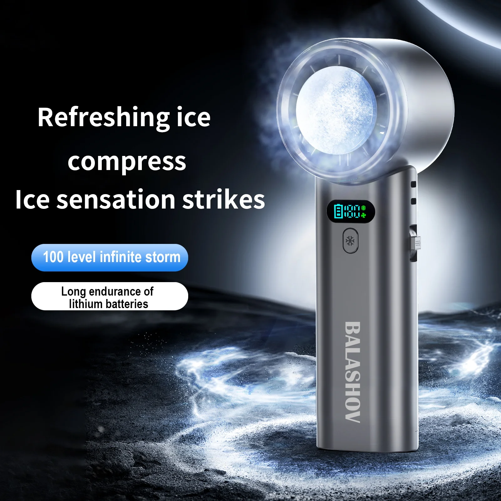 Hanging Ice Pack Handheld High-speed Fan Folding 100 Speed Infinitely Adjustable Fan Portable For Outdoor Fast Chill